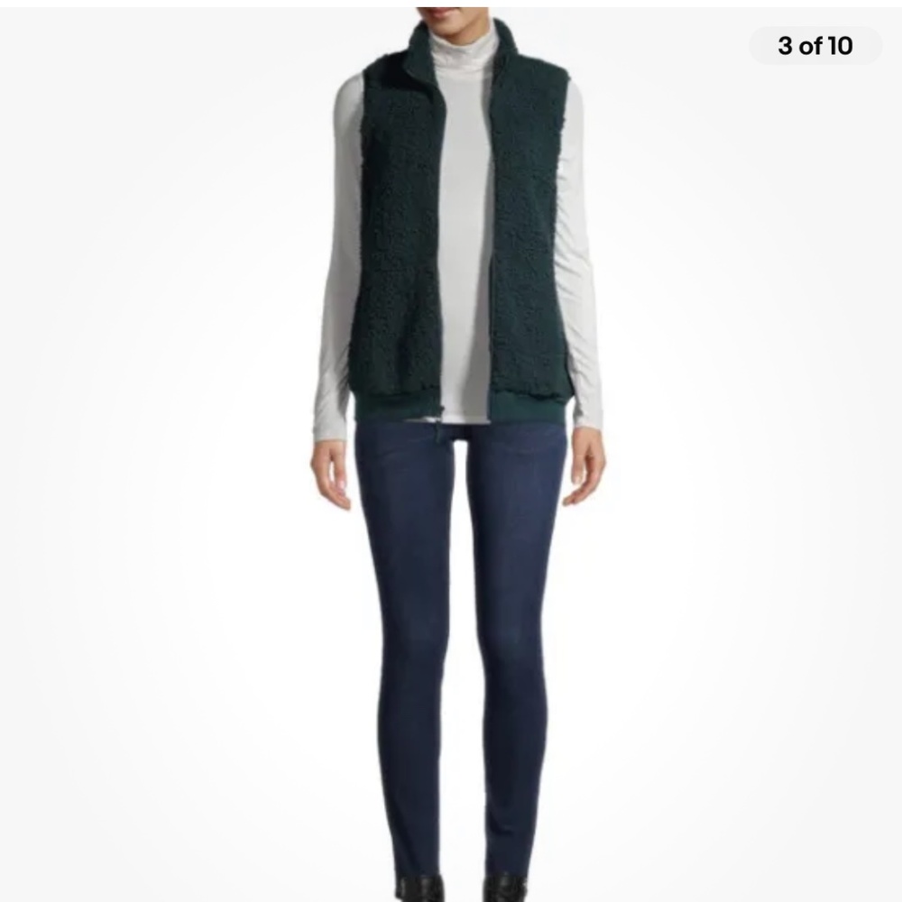 Time and Tru Women’s Green Sherpa Vest Size XL (16-18) NEW - Picture 3 of 10